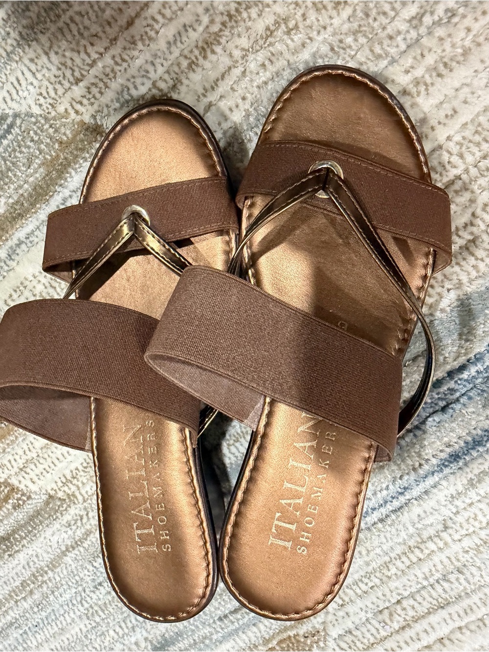 Italian Shoemakers Bronze Brown Slide Sandals